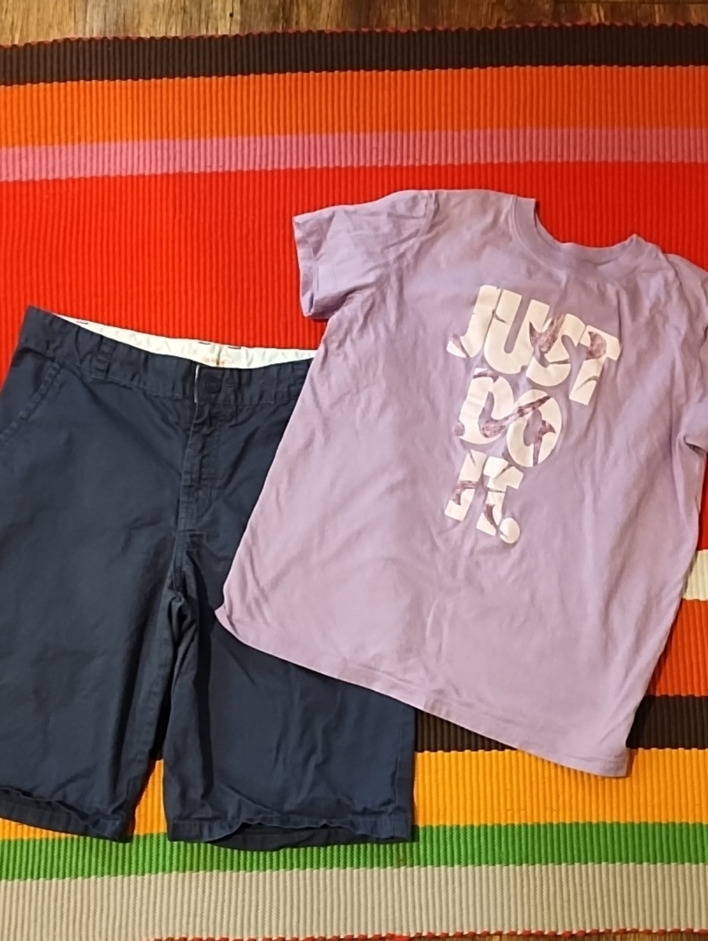 Nike Lavender 'Just Do It.' Short Sleeve Tee Lg.  And Shorts Size 16 VGC.